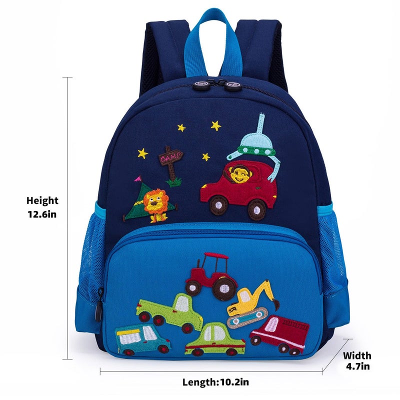 willikiva Cute Zoo Little 3d Backpack Kids Backpack for Boys and Girls Toddler Backpack Waterproof Preschool (Blue Car) - Image 2
